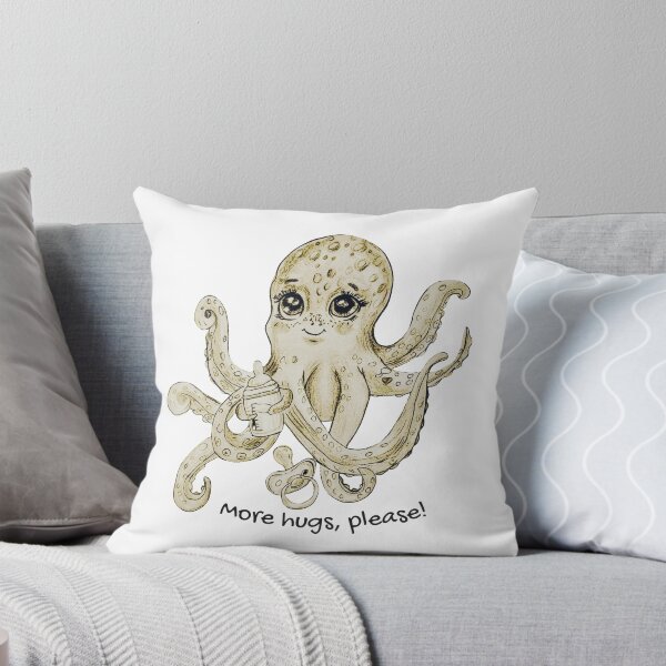 Item preview, Cute baby octopus “More Hugs Please” – Hand-drawn illustration designed and sold by alilu-art .