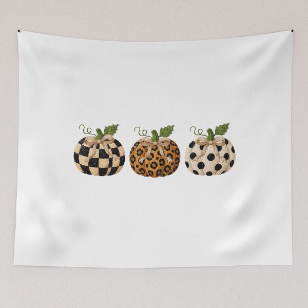 Item preview, Leopard Checker Pumpkin Trio Cute Fall Autumn Bow Pattern Graphic designed and sold by Quietfoxmax.