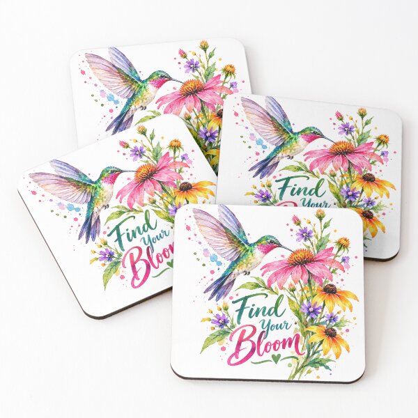 Item preview, Find Your Bloom Hummingbird Flowers Watercolor designed and sold by LongIslandDesgn.