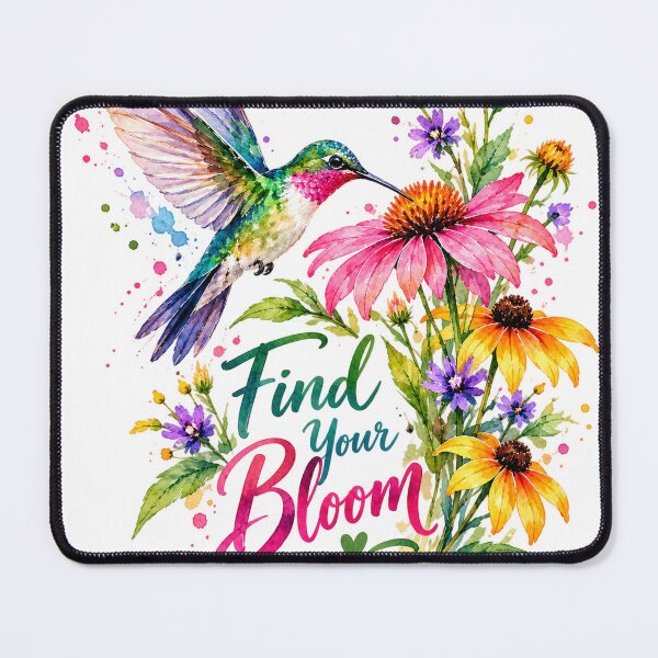 Item preview, Find Your Bloom Hummingbird Flowers Watercolor designed and sold by LongIslandDesgn.