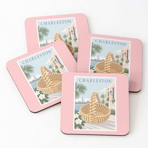 Item preview, Charleston Woven Basket Coastal Travel Poster designed and sold by Beyond Destinations.