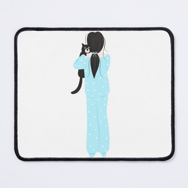 Item preview, Girl in Blue Pajamas Carrying Black Cat Back View designed and sold by Pe.peach.