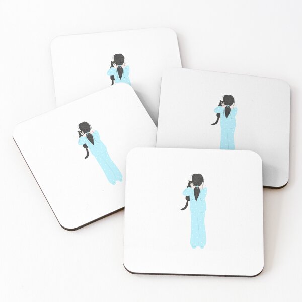 Item preview, Girl in Blue Pajamas Carrying Black Cat Back View designed and sold by Pe.peach.