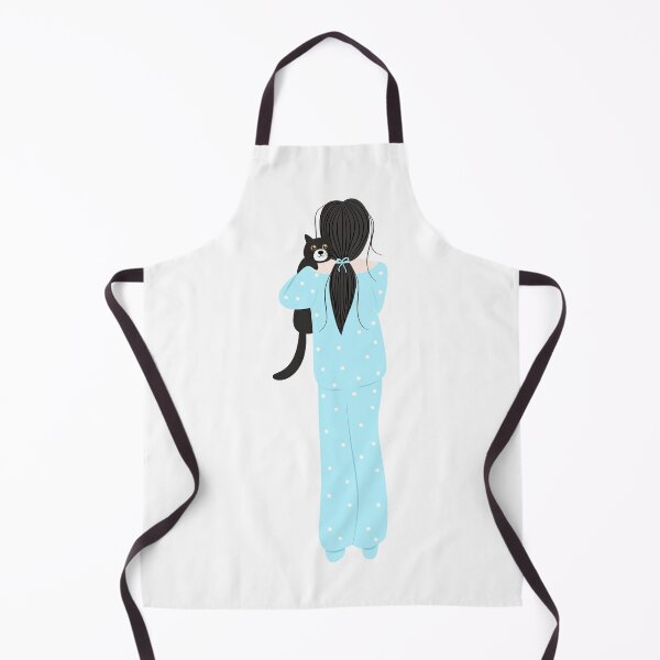 Item preview, Girl in Blue Pajamas Carrying Black Cat Back View designed and sold by Pe.peach.