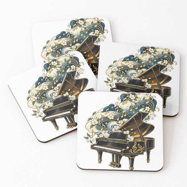 Item preview, Elegant grand piano, golden notes, stars designed and sold by LongIslandDesgn.