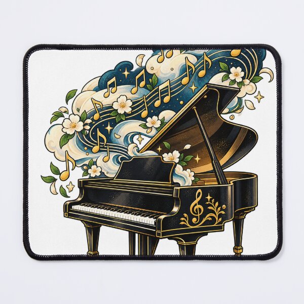 Item preview, Elegant grand piano, golden notes, stars designed and sold by LongIslandDesgn.