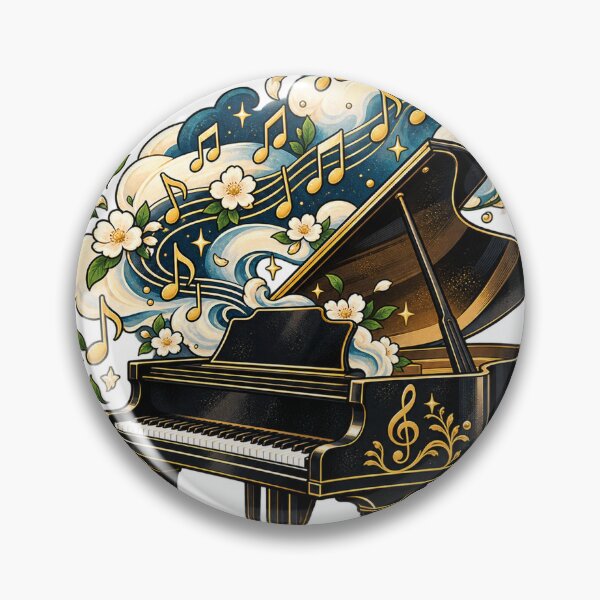 Item preview, Elegant grand piano, golden notes, stars designed and sold by LongIslandDesgn.
