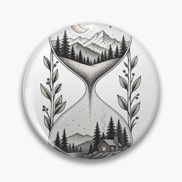 Item preview, Hourglass Mountain Lake Log Cabin Dotwork designed and sold by LongIslandDesgn.