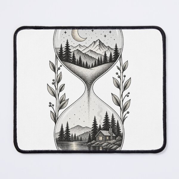 Item preview, Hourglass Mountain Lake Log Cabin Dotwork designed and sold by LongIslandDesgn.