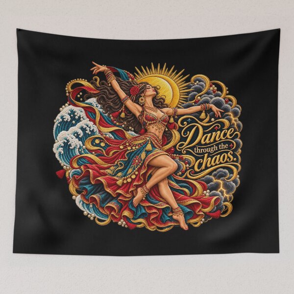 Item preview, Dance Through the Chaos Embroidered Dancer Storm & Ocean Art designed and sold by Emoji Emblems.
