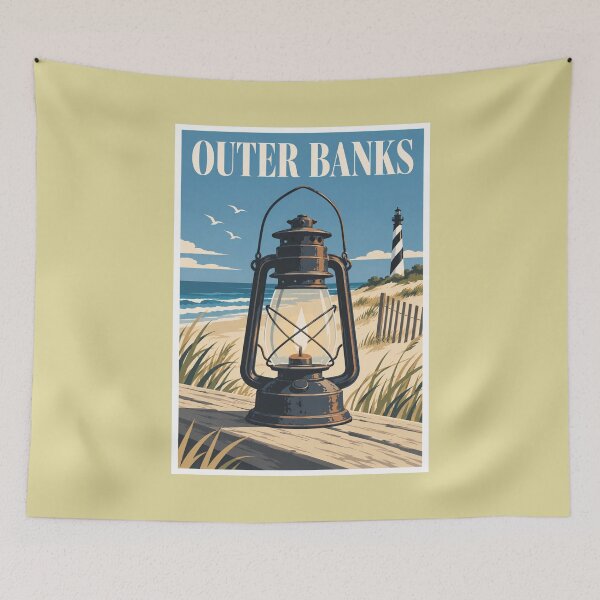 Item preview, Outer Banks Lantern Coastal Travel Poster designed and sold by Beyond Destinations.