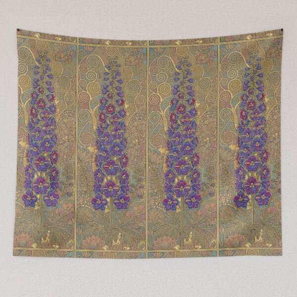 Item preview, Delphinium Can-Can: Art Nouveau Vienna Secession Floral Art Print designed and sold by FreiherrPK.