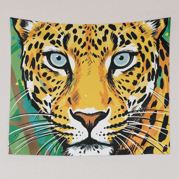 Item preview, Leopard Face Portrait Forest Wildlife Art Print designed and sold by Merch by Das Design Studio.