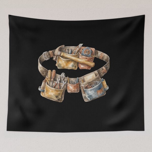 Item preview, Vintage Watercolor Tool Belt Construction Worker Gift designed and sold by bvdesignart.