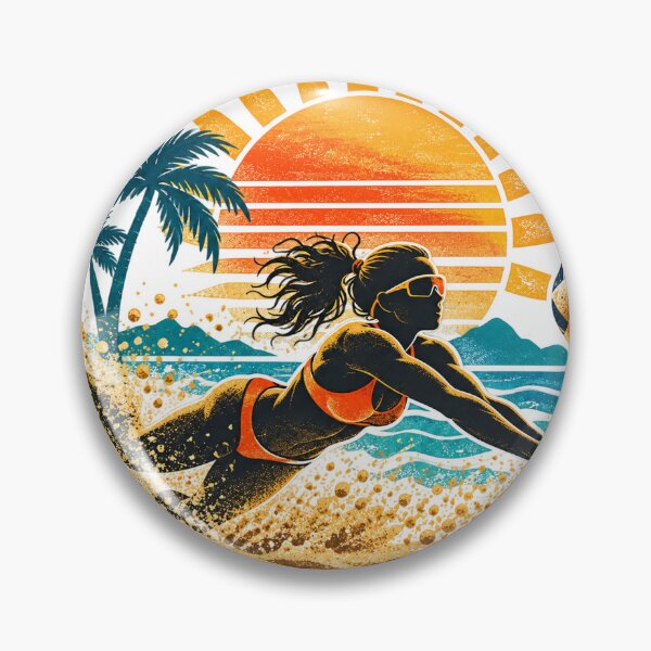 Item preview, Beach volleyball, diving, summer, sun, retro designed and sold by LongIslandDesgn.