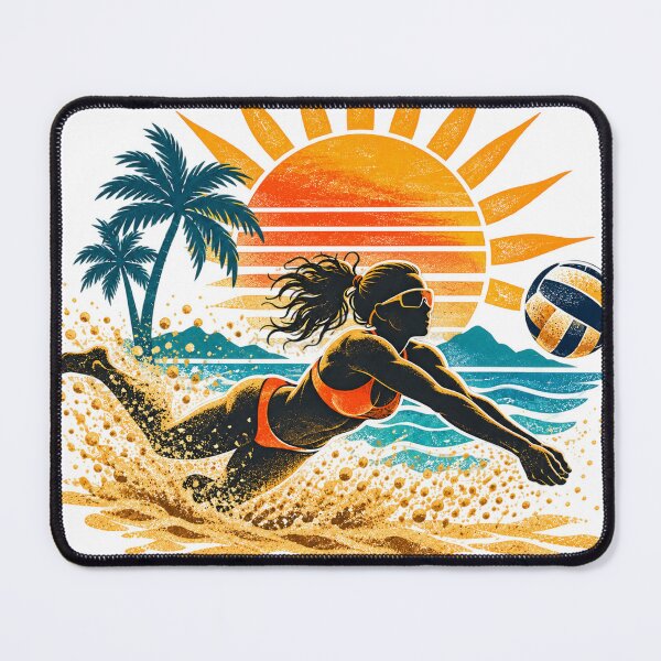 Item preview, Beach volleyball, diving, summer, sun, retro designed and sold by LongIslandDesgn.