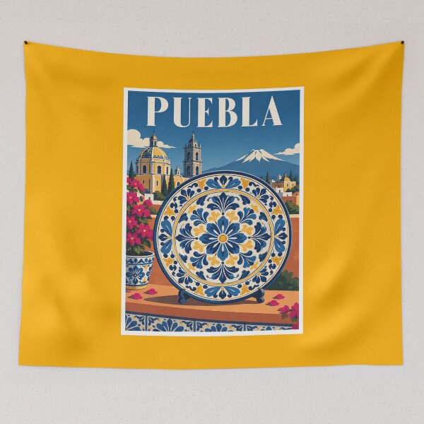 Item preview, Puebla Talavera Plate Mexico Travel Poster designed and sold by Beyond Destinations.