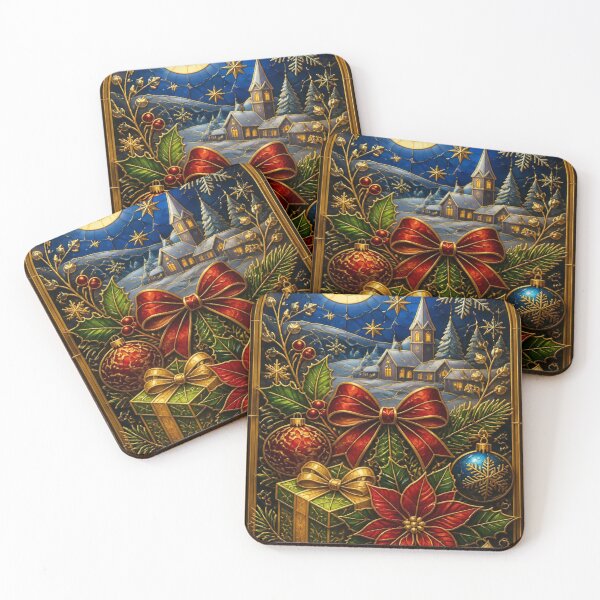 Item preview, Stained Glass Christmas Floral Gold - Cute Holiday Pattern designed and sold by BriSher.