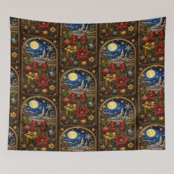 Item preview, Stained Glass Christmas Floral Gold - Cute Holiday Pattern designed and sold by BriSher.