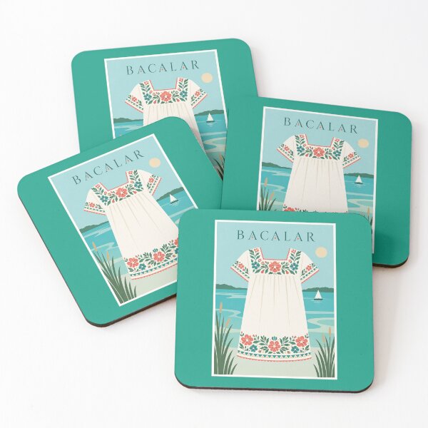 Item preview, Bacalar Floral Huipil Lagoon Travel Poster designed and sold by Beyond Destinations.