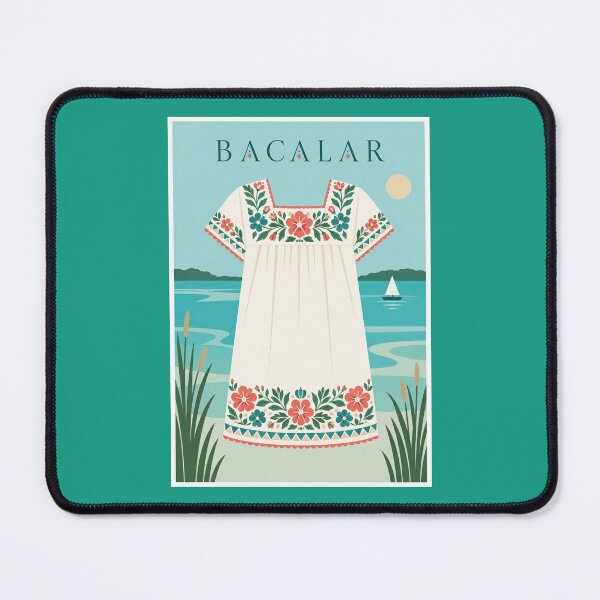 Item preview, Bacalar Floral Huipil Lagoon Travel Poster designed and sold by Beyond Destinations.