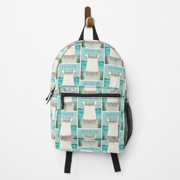 Item preview, Bacalar Floral Huipil Lagoon Travel Poster designed and sold by Beyond Destinations.
