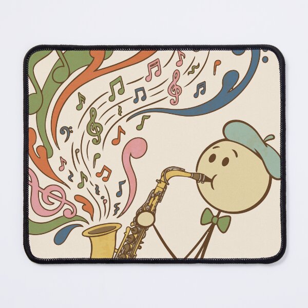 Item preview, Vintage stickman saxophonist with groovy notes - Light Colors Edition designed and sold by Shyla Marsare.