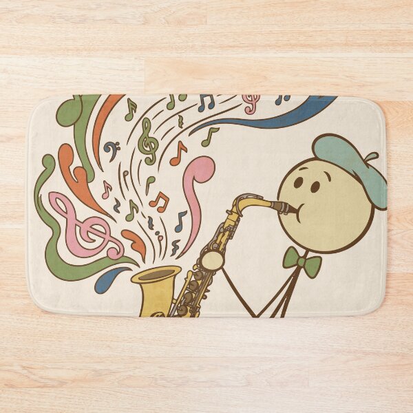 Item preview, Vintage stickman saxophonist with groovy notes - Light Colors Edition designed and sold by Shyla Marsare.
