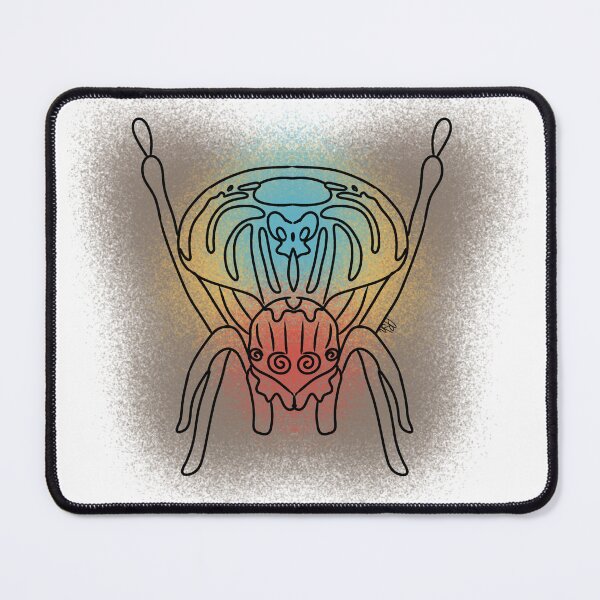Item preview, Peacock Spider Line-art (Grey, Blue, Yellow & Red) designed and sold by Burnt_Pikachu.