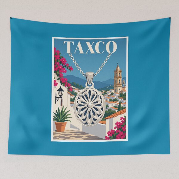 Item preview, Taxco Silver Pendant Mexico Travel Poster designed and sold by Beyond Destinations.
