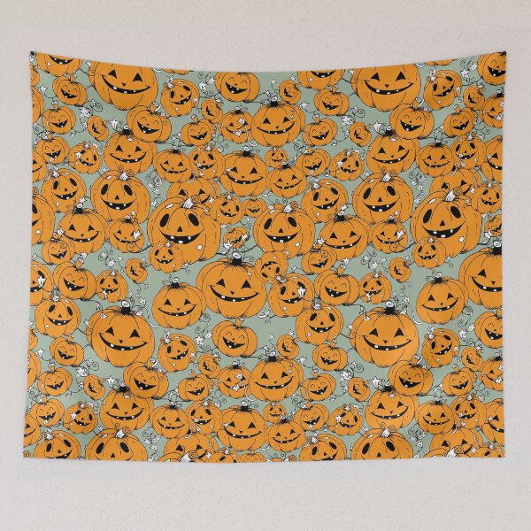 Item preview, Manic Pumpkin Patch Halloween Spooky Print designed and sold by LauraCoxArt.