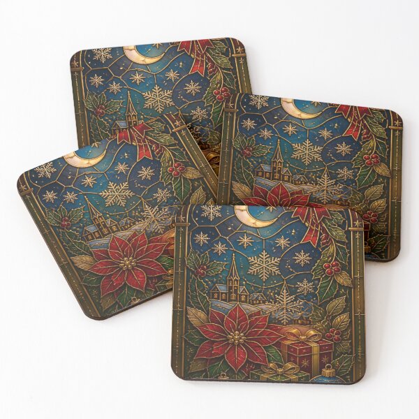 Item preview, Stained Glass Christmas Floral Gold - Cute Holiday Pattern designed and sold by BriSher.