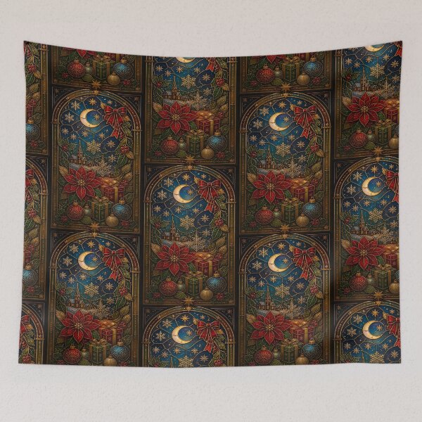 Item preview, Stained Glass Christmas Floral Gold - Cute Holiday Pattern designed and sold by BriSher.