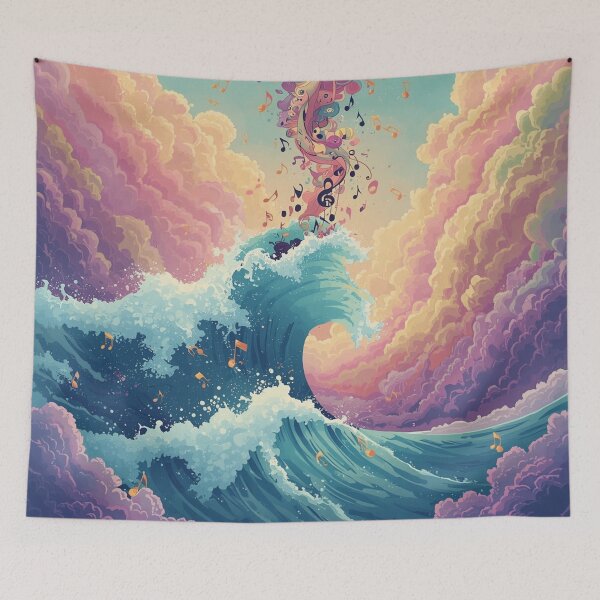Item preview, Magical Ocean Wave with Musical Notes – Colorful Fantasy Sea Abstract Art. designed and sold by fbtrisha.