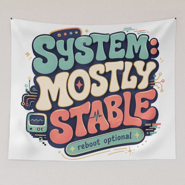 Item preview, System Mostly Stable Reboot Optional Funny Retro Computer Tech Humor designed and sold by inkoutninja.