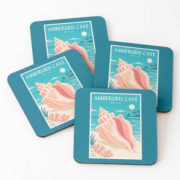 Item preview, Ambergris Caye Conch Shell Travel Poster designed and sold by Beyond Destinations.