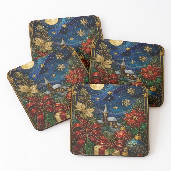 Item preview,  Stained Glass Christmas Floral Gold - Cute Holiday Pattern designed and sold by BriSher.