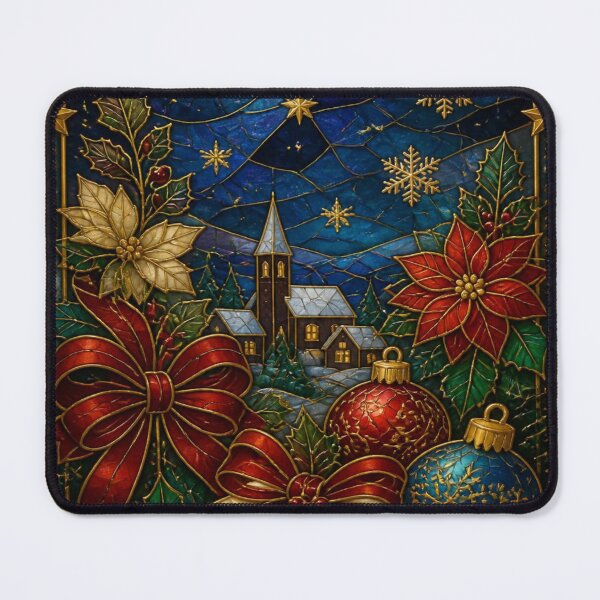 Item preview,  Stained Glass Christmas Floral Gold - Cute Holiday Pattern designed and sold by BriSher.