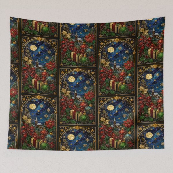 Item preview,  Stained Glass Christmas Floral Gold - Cute Holiday Pattern designed and sold by BriSher.
