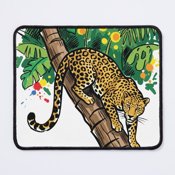 Item preview, Leopard Tree Jungle Flowers Wildlife Art Print designed and sold by Merch by Das Design Studio.