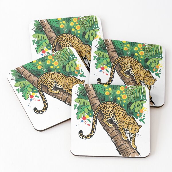 Item preview, Leopard Tree Jungle Flowers Wildlife Art Print designed and sold by Merch by Das Design Studio.
