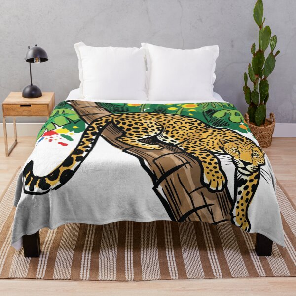 Item preview, Leopard Tree Jungle Flowers Wildlife Art Print designed and sold by Merch by Das Design Studio.