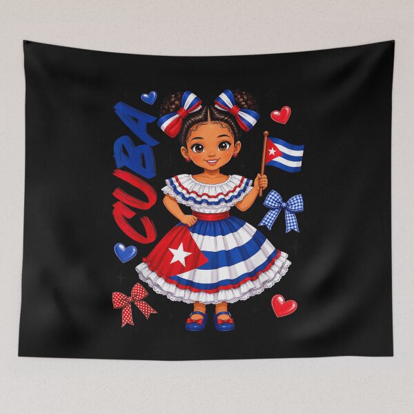 Item preview, Cute Cuban Girl Flag Dress Cuba Pride Heritage Doll Design designed and sold by RamonaTeal.
