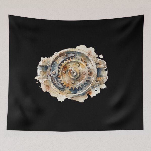 Item preview, Vintage Watercolor Rusty Gear Mechanical Art designed and sold by bvdesignart.