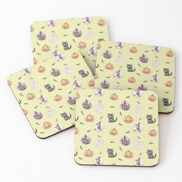 Item preview, Cute Watercolor Halloween Sticker Sheet Black Cat Witch Pumpkin designed and sold by PawtopiaArt.