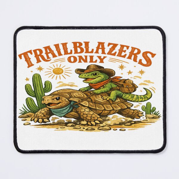 Item preview, Trailblazers Only Cowboy Lizard Riding Tortoise Western Desert Adventure designed and sold by inkoutninja.