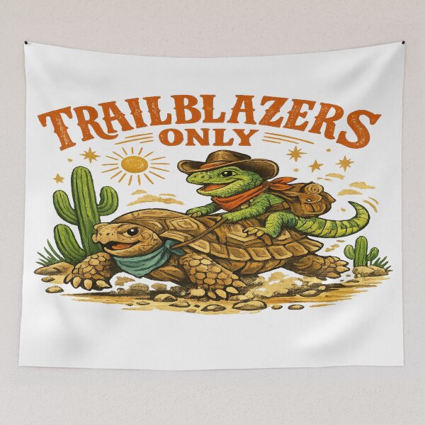 Item preview, Trailblazers Only Cowboy Lizard Riding Tortoise Western Desert Adventure designed and sold by inkoutninja.