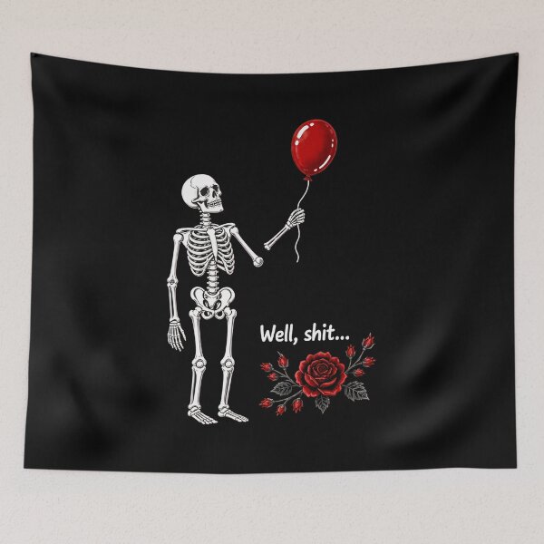 Item preview, Skeleton Lost Balloon Well Shit Funny Gothic Skull Halloween designed and sold by Dmo3HarkoArt.