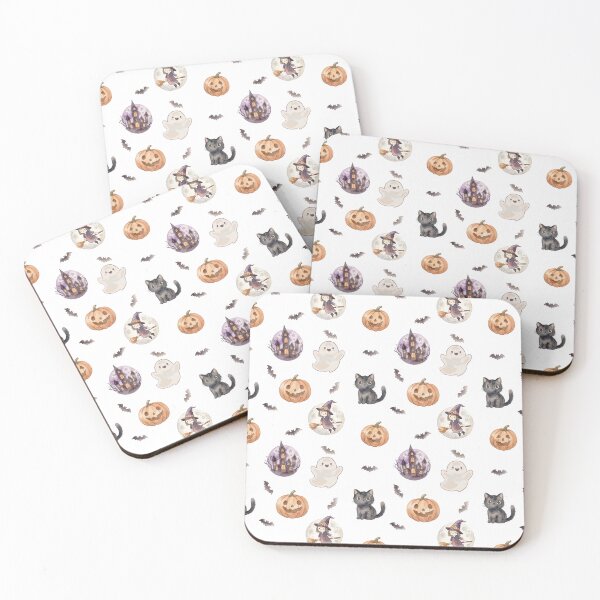 Item preview, Cute Watercolor Halloween Sticker Sheet Black Cat Witch designed and sold by PawtopiaArt.