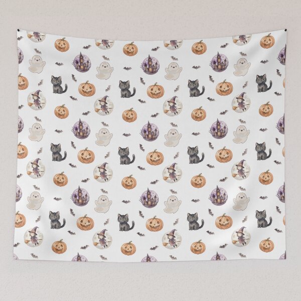 Item preview, Cute Watercolor Halloween Sticker Sheet Black Cat Witch designed and sold by PawtopiaArt.